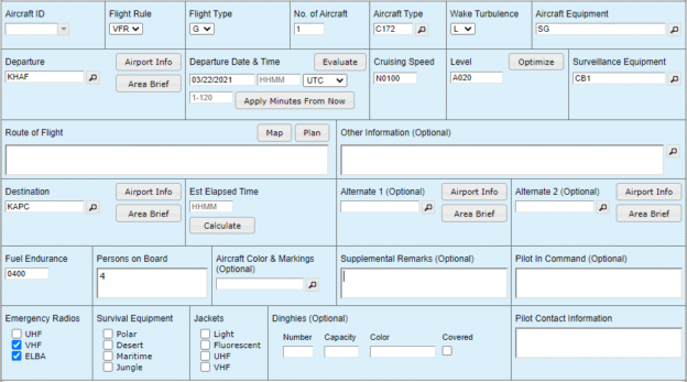 vfr flight plan flytruecourse.com
